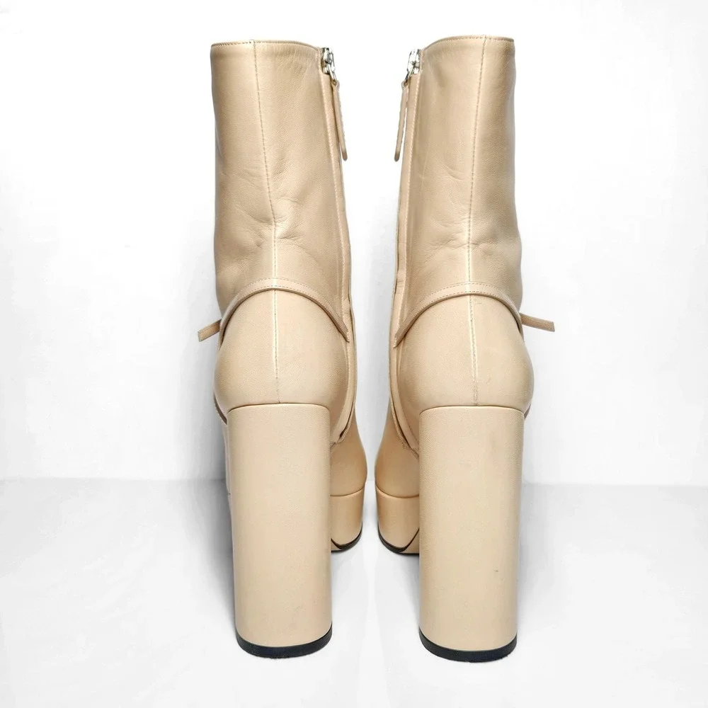 Gucci Skin Rose 627992 G Logo Tiarah Leather Platform Boots/Booties Size 38‎